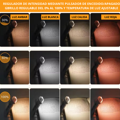 Luz led para libro con clip recargable