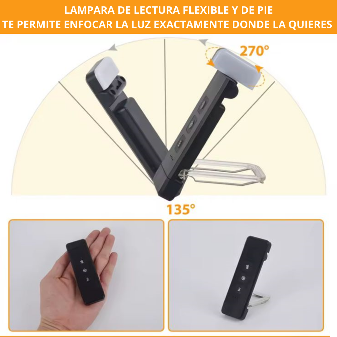 Luz led para libro con clip recargable